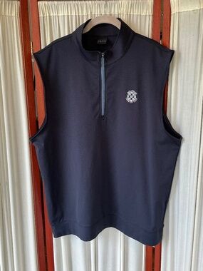 Dunning Mens Golf Vest 1/4 Zip Navy Blue Midlothian Country Club Size XL